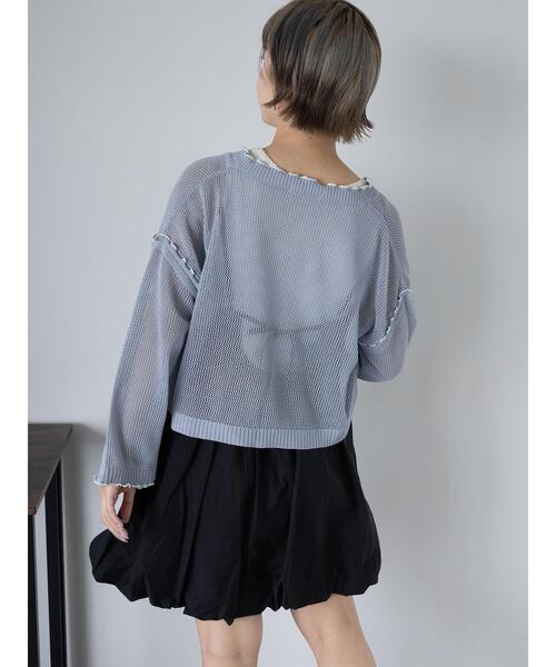 ehka sopo（エヘカソポ）の「メッシュリボンカーディガン（カーディガン/ボレロ・レディース・グリーン/キナリ/オレンジ/サックスブルー・F）」の19枚目の写真