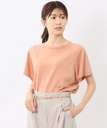 【UVカット 接触冷感 アンチピリング】m.f.エディトリアル レディース 無縫製ラグラン フレンチ袖 ストレッチクルーニット