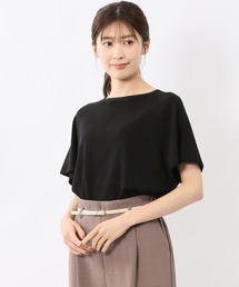 【UVカット 接触冷感 アンチピリング】m.f.エディトリアル レディース 無縫製ラグラン フレンチ袖 ストレッチクルーニット