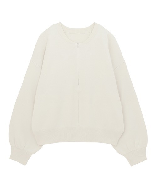 RANAN（ラナン）の「ハーフジップスウェットライクニット（ニット/セーター・レディース・ブラック/オフホワイト/グレー/イエロー・M/L/LL）」の17枚目の写真