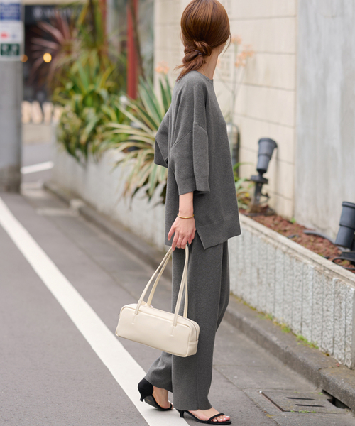 JOURNAL STANDARD relume（ジャーナルスタンダード　レリューム）の「［25AW新作］フルニードルカーブニットパンツ（その他パンツ・レディース・ブラウン/チャコールグレー・FREE）」の4枚目の写真