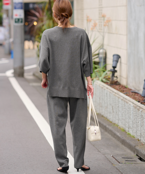 JOURNAL STANDARD relume（ジャーナルスタンダード　レリューム）の「［25AW新作］フルニードルカーブニットパンツ（その他パンツ・レディース・ブラウン/チャコールグレー・FREE）」の5枚目の写真