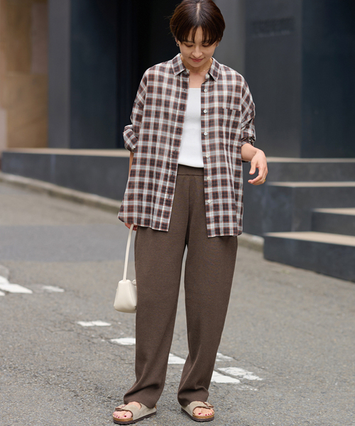 JOURNAL STANDARD relume（ジャーナルスタンダード　レリューム）の「［25AW新作］フルニードルカーブニットパンツ（その他パンツ・レディース・ブラウン/チャコールグレー・FREE）」の10枚目の写真