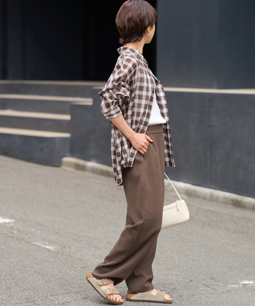 JOURNAL STANDARD relume（ジャーナルスタンダード　レリューム）の「［25AW新作］フルニードルカーブニットパンツ（その他パンツ・レディース・ブラウン/チャコールグレー・FREE）」の12枚目の写真