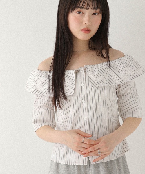 Heather（ヘザー）の「アソートオフショルシャツ（半袖）　575216（シャツ/ブラウス・レディース・ホワイト系その他/ブラック系その他/ブラウン系その他・FREE）」の8枚目の写真