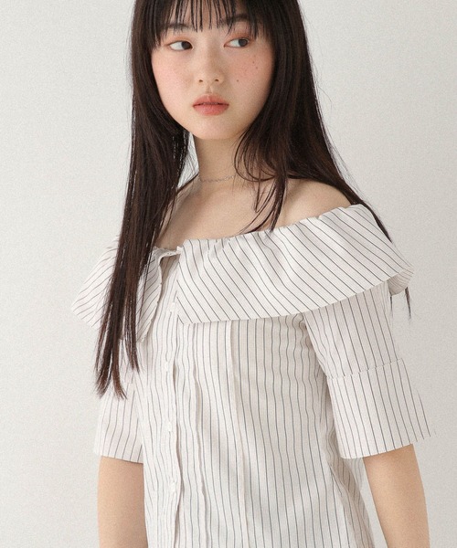 Heather（ヘザー）の「アソートオフショルシャツ（半袖）　575216（シャツ/ブラウス・レディース・ホワイト系その他/ブラック系その他/ブラウン系その他・FREE）」の7枚目の写真