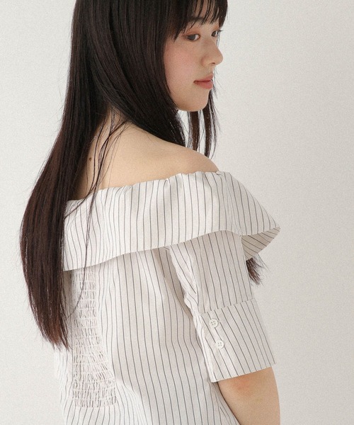 Heather（ヘザー）の「アソートオフショルシャツ（半袖）　575216（シャツ/ブラウス・レディース・ホワイト系その他/ブラック系その他/ブラウン系その他・FREE）」の6枚目の写真