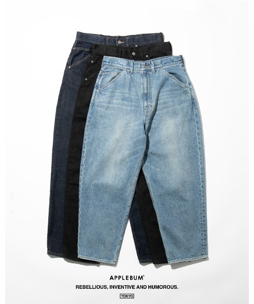 APPLEBUM（アップルバム）の「“Selena” Wide Tapered Denim Pants (Damage)（デニムパンツ・メンズ・インディゴブルー・MEDIUM/X-LARGE/LARGE/SMALL）」の3枚目の写真