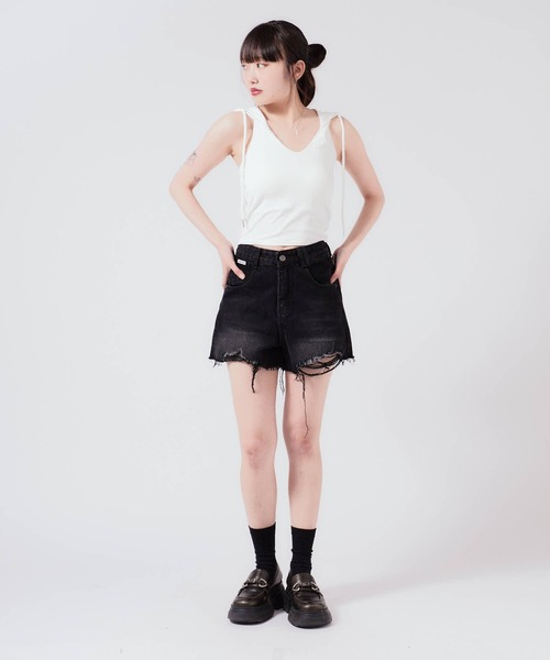 Pari製 SCANDAL！パンクロック 人  タンクトップ S/M セール】Camisole with hood / フード付きタンクトップ（タンク