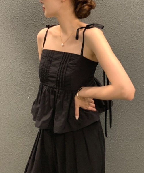 Aelina(エリナ)の「肩リボンベストトップス(シャツ/ブラウス・レディース・ホワイト/ブラック・F)」の9枚目の写真