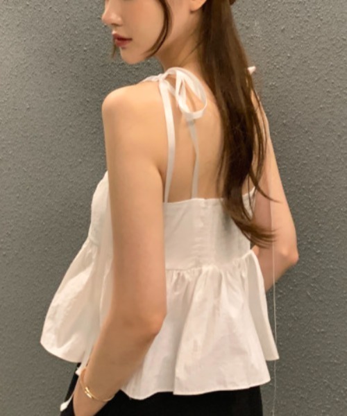 Aelina(エリナ)の「肩リボンベストトップス(シャツ/ブラウス・レディース・ホワイト/ブラック・F)」の15枚目の写真
