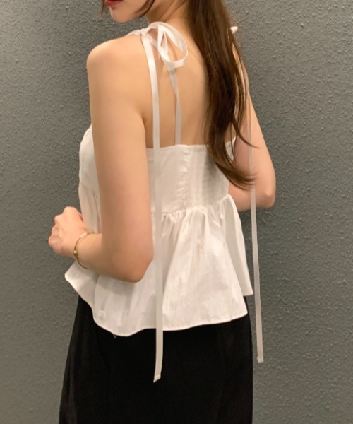 Aelina(エリナ)の「肩リボンベストトップス(シャツ/ブラウス・レディース・ホワイト/ブラック・F)」の16枚目の写真
