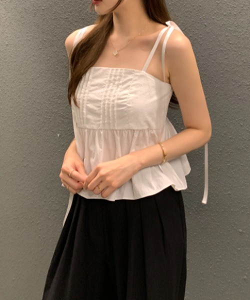 Aelina(エリナ)の「肩リボンベストトップス(シャツ/ブラウス・レディース・ホワイト/ブラック・F)」の17枚目の写真