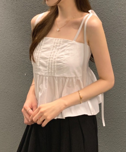 Aelina(エリナ)の「肩リボンベストトップス(シャツ/ブラウス・レディース・ホワイト/ブラック・F)」の18枚目の写真