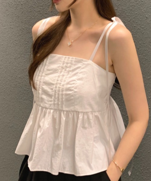 Aelina(エリナ)の「肩リボンベストトップス(シャツ/ブラウス・レディース・ホワイト/ブラック・F)」の21枚目の写真