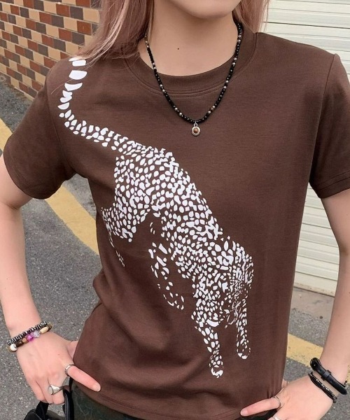 CHALLENGER レオパード柄 Tシャツ CHALLENGER / PEACE TEE -Black-