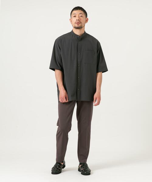 セール】『XLサイズあり』マイクロサッカーバンドカラー半袖シャツ