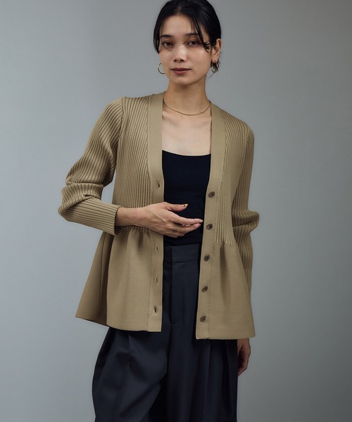 【SALON adam et rope】Vネックペプラムカーディガン SALON adam et rope'｜【WEB限定】Vネックペプラムカーディガン