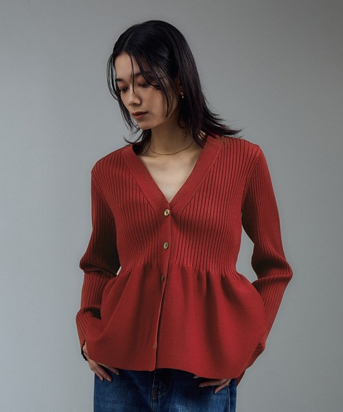 WEB限定】Vネックペプラムカーディガン 2（カーディガン/ボレロ