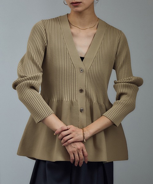 【SALON adam et rope】Vネックペプラムカーディガン WEB限定】Vネックペプラムカーディガン 2（カーディガン/ボレロ