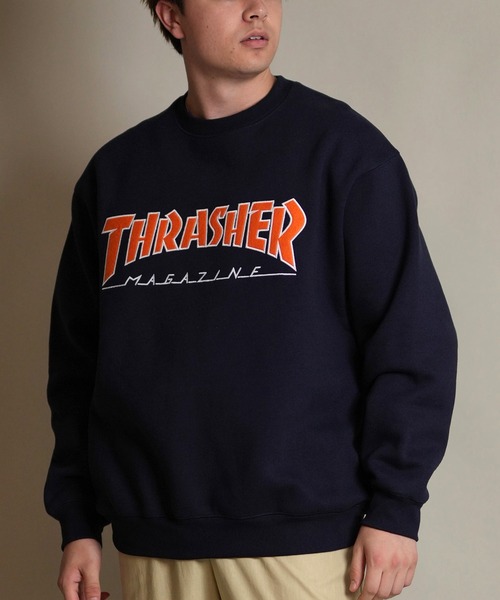 THRASHER(スラッシャー)の「THRASHER/スラッシャー トレーナー スウェット クルーネック ロゴ 裏起毛 254TH1TR063(スウェット・メンズ・ホワイト/ネイビー/ブラック・M/L/XL)」の3枚目の写真