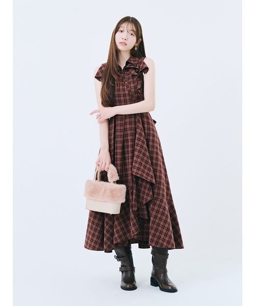 LILY BROWN（リリーブラウン）の「エコファーコンビ2wayトート（トートバッグ・レディース・アイボリー/ブラック/ピンクベージュ/ライトブルー/ライトグレー/チェック・F）」の8枚目の写真