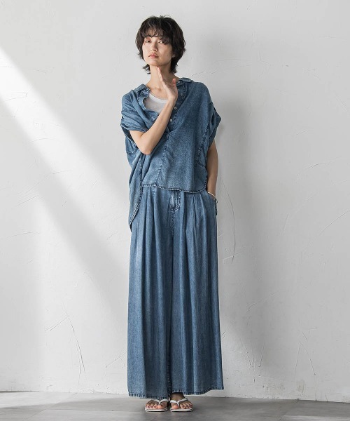 MAYSON GREY（メイソングレイ）の「バイオシルクデニムフレアパンツ≪洗濯機で洗える≫（その他パンツ・レディース・ブルー/ネイビー・M）」の8枚目の写真