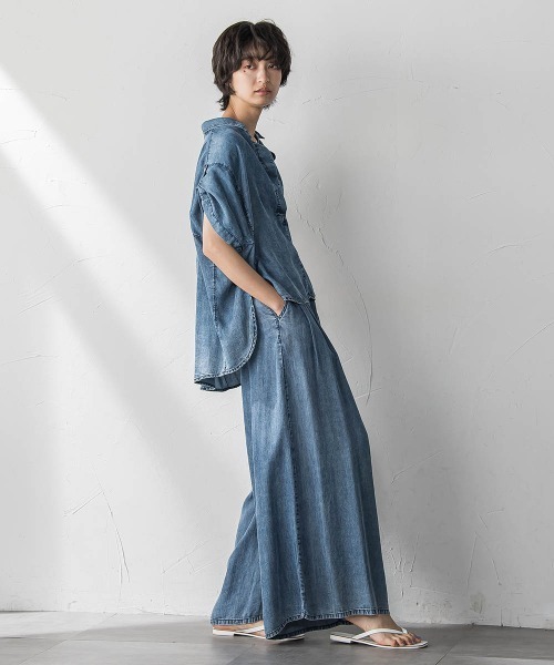 MAYSON GREY（メイソングレイ）の「バイオシルクデニムフレアパンツ≪洗濯機で洗える≫（その他パンツ・レディース・ブルー/ネイビー・M）」の10枚目の写真