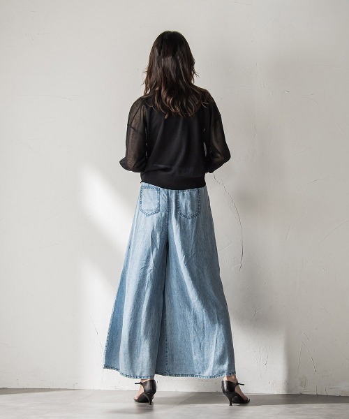 MAYSON GREY（メイソングレイ）の「バイオシルクデニムフレアパンツ≪洗濯機で洗える≫（その他パンツ・レディース・ブルー/ネイビー・M）」の18枚目の写真