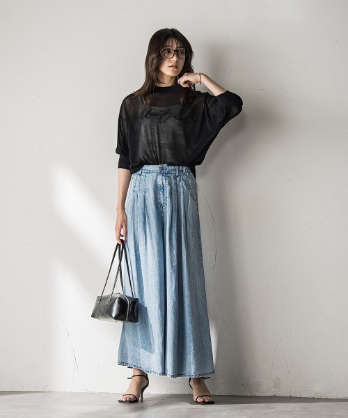 MAYSON GREY（メイソングレイ）の「バイオシルクデニムフレアパンツ≪洗濯機で洗える≫（その他パンツ・レディース・ブルー/ネイビー・M）」の19枚目の写真