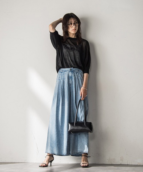 MAYSON GREY（メイソングレイ）の「バイオシルクデニムフレアパンツ≪洗濯機で洗える≫（その他パンツ・レディース・ブルー/ネイビー・M）」の21枚目の写真