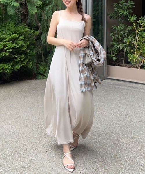 rienda（リエンダ）の「リラックスカットキャミワンピース 秋服 夏服（ワンピース・レディース・バーガンディー/ベージュ/ブラック・FREE）」の2枚目の写真