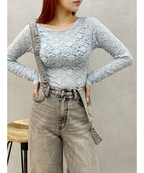 EVRIS（エヴリス）の「バックオープンレーストップス（Tシャツ/カットソー・レディース・ブルー/ブラック/ホワイト/ボルドー・FREE）」の10枚目の写真