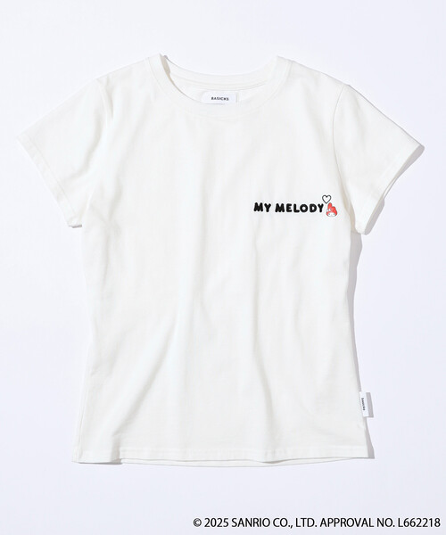 BASICKS(ベイシックス)の「BASICKS × SANRIO × Firsthand/ベイシックス × サンリオ × ファーストハンド x <My Melody><Kuromi> LOGO CONPACT TEE(Tシャツ/カットソー・レディース・ブラック/ホワイト・FREE)」の4枚目の写真