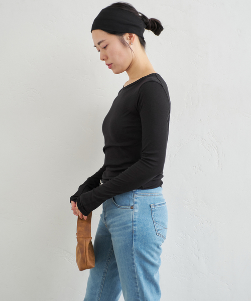 U by SPICK&SPAN（ユーバイスピックアンドスパン）の「シアースムースフライスロンTEE（Tシャツ/カットソー・レディース・ラベンダー/ホワイト/ブラック・FREE）」の5枚目の写真