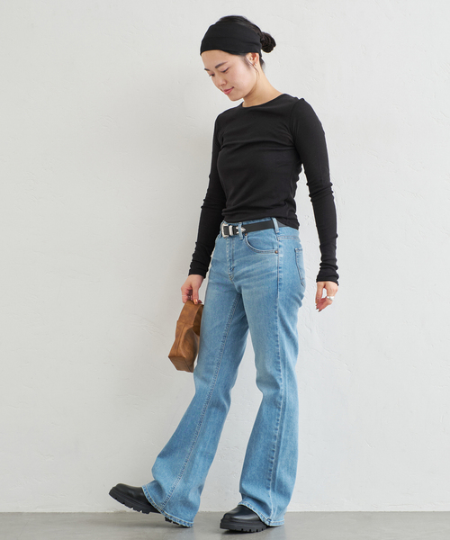 U by SPICK&SPAN（ユーバイスピックアンドスパン）の「シアースムースフライスロンTEE（Tシャツ/カットソー・レディース・ラベンダー/ホワイト/ブラック・FREE）」の8枚目の写真