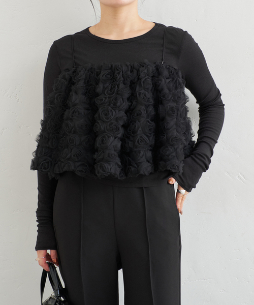 U by SPICK&SPAN（ユーバイスピックアンドスパン）の「シアースムースフライスロンTEE（Tシャツ/カットソー・レディース・ラベンダー/ホワイト/ブラック・FREE）」の11枚目の写真