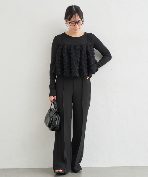 U by SPICK&SPAN（ユーバイスピックアンドスパン）の「シアースムースフライスロンTEE（Tシャツ/カットソー・レディース・ラベンダー/ホワイト/ブラック・FREE）」の12枚目の写真