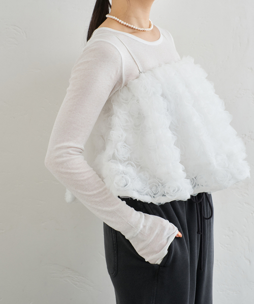 U by SPICK&SPAN（ユーバイスピックアンドスパン）の「シアースムースフライスロンTEE（Tシャツ/カットソー・レディース・ラベンダー/ホワイト/ブラック・FREE）」の22枚目の写真