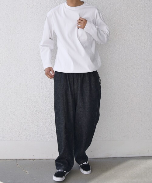 SHIPS any(シップス エニィ)の「SHIPS any: SORONA(R) ストレッチ ジャージー スピンドル ポケット Tシャツ (ロンT)◇(Tシャツ/カットソー・メンズ・ダークグレー/ホワイト/ブラック/ベージュ・SMALL/MEDIUM/LARGE/X-LARGE)」の5枚目の写真