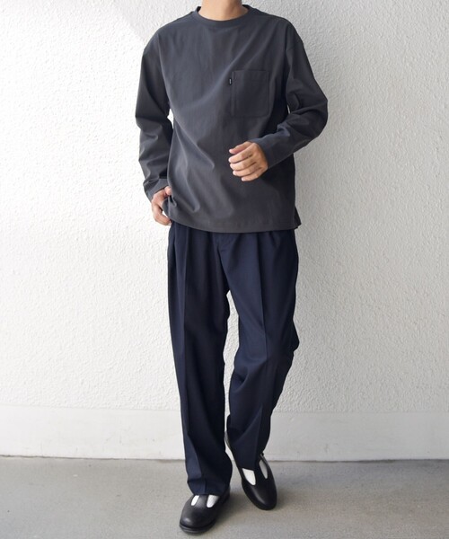 SHIPS any(シップス エニィ)の「SHIPS any: SORONA(R) ストレッチ ジャージー スピンドル ポケット Tシャツ (ロンT)◇(Tシャツ/カットソー・メンズ・ダークグレー/ホワイト/ブラック/ベージュ・SMALL/MEDIUM/LARGE/X-LARGE)」の10枚目の写真