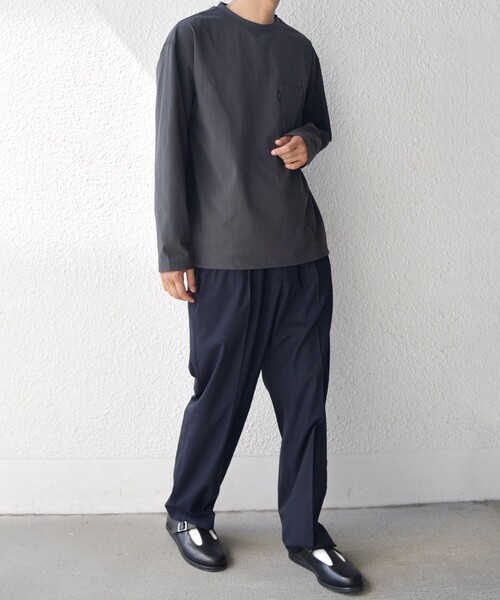 SHIPS any(シップス エニィ)の「SHIPS any: SORONA(R) ストレッチ ジャージー スピンドル ポケット Tシャツ (ロンT)◇(Tシャツ/カットソー・メンズ・ダークグレー/ホワイト/ブラック/ベージュ・SMALL/MEDIUM/LARGE/X-LARGE)」の11枚目の写真