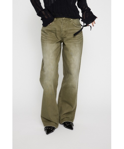 LAGUA GEM（ラグアジェム）の「COLOR VINTAGE ストレートデニム（デニムパンツ・レディース・カーキ/ベージュ・22inch/23inch/24inch/25inch/26inch）」の4枚目の写真