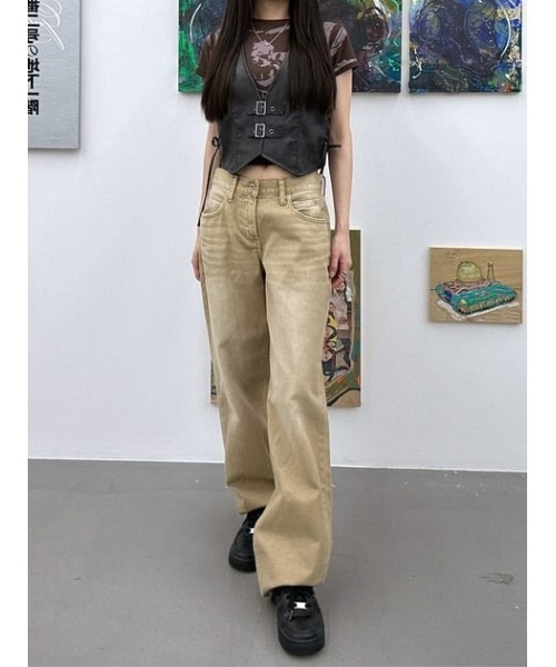 LAGUA GEM（ラグアジェム）の「COLOR VINTAGE ストレートデニム（デニムパンツ・レディース・カーキ/ベージュ・22inch/23inch/24inch/25inch/26inch）」の16枚目の写真