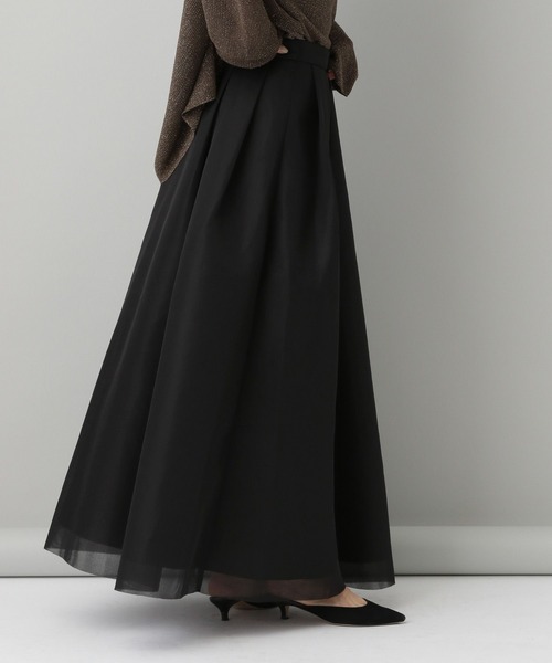 A part by ダブルラッセルタックスカート ブラック ダブルラッセルタックスカート（スカート）｜A part by（アパートバイ