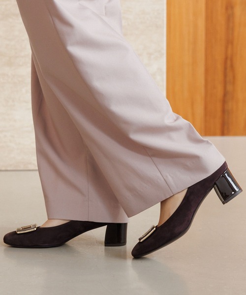 卑弥呼】スクエアバックルチャンキーヒールパンプス/653302（パンプス