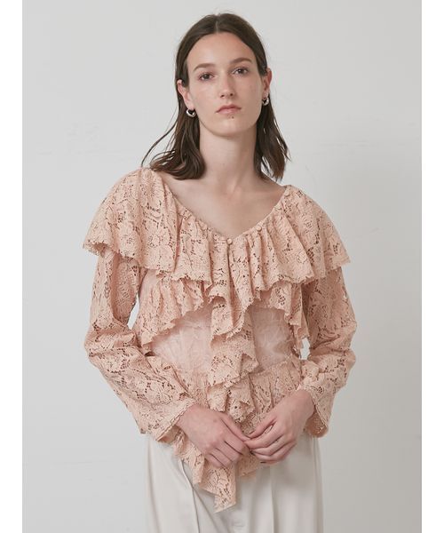 styling/（スタイリング）の「ラッフルレースブラウス（シャツ/ブラウス・レディース・アイボリー/ピンク/ブラック・F）」の17枚目の写真