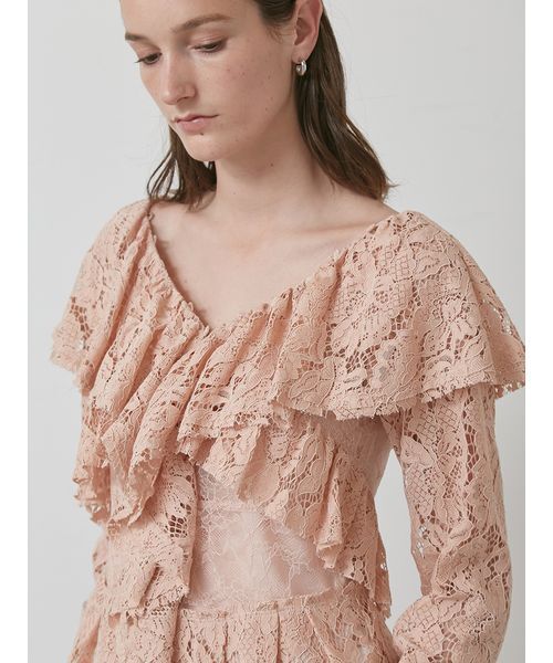 styling/（スタイリング）の「ラッフルレースブラウス（シャツ/ブラウス・レディース・アイボリー/ピンク/ブラック・F）」の14枚目の写真