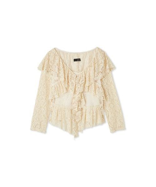 styling/（スタイリング）の「ラッフルレースブラウス（シャツ/ブラウス・レディース・アイボリー/ピンク/ブラック・F）」の8枚目の写真