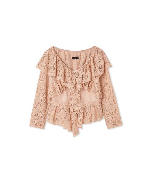 styling/（スタイリング）の「ラッフルレースブラウス（シャツ/ブラウス・レディース・アイボリー/ピンク/ブラック・F）」の7枚目の写真